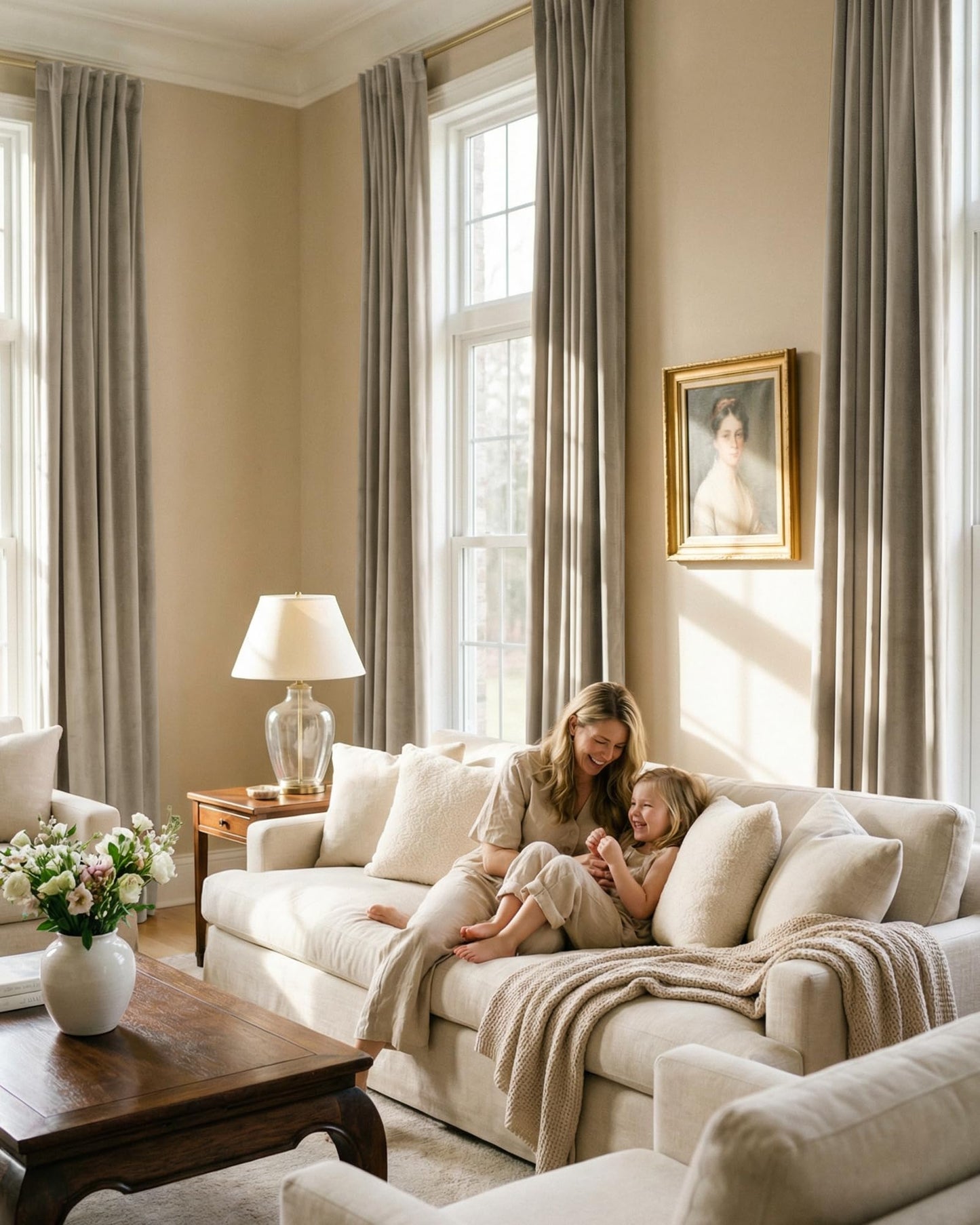 StangH Beige Room Darkening Curtains 96 inches Long, Back Tab Thermal Insulated Privacy Window Drapes for Living Room Bedroom, Luxury Elegant Home Decor, W52 x L96 inches, 2 Panels