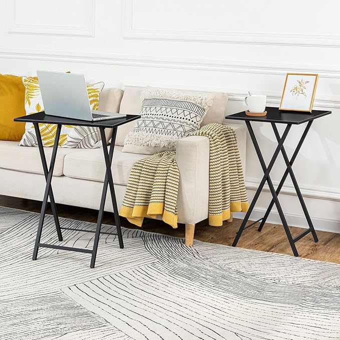 HOOBRO Folding TV Tray Tables, Industrial Snack Desk