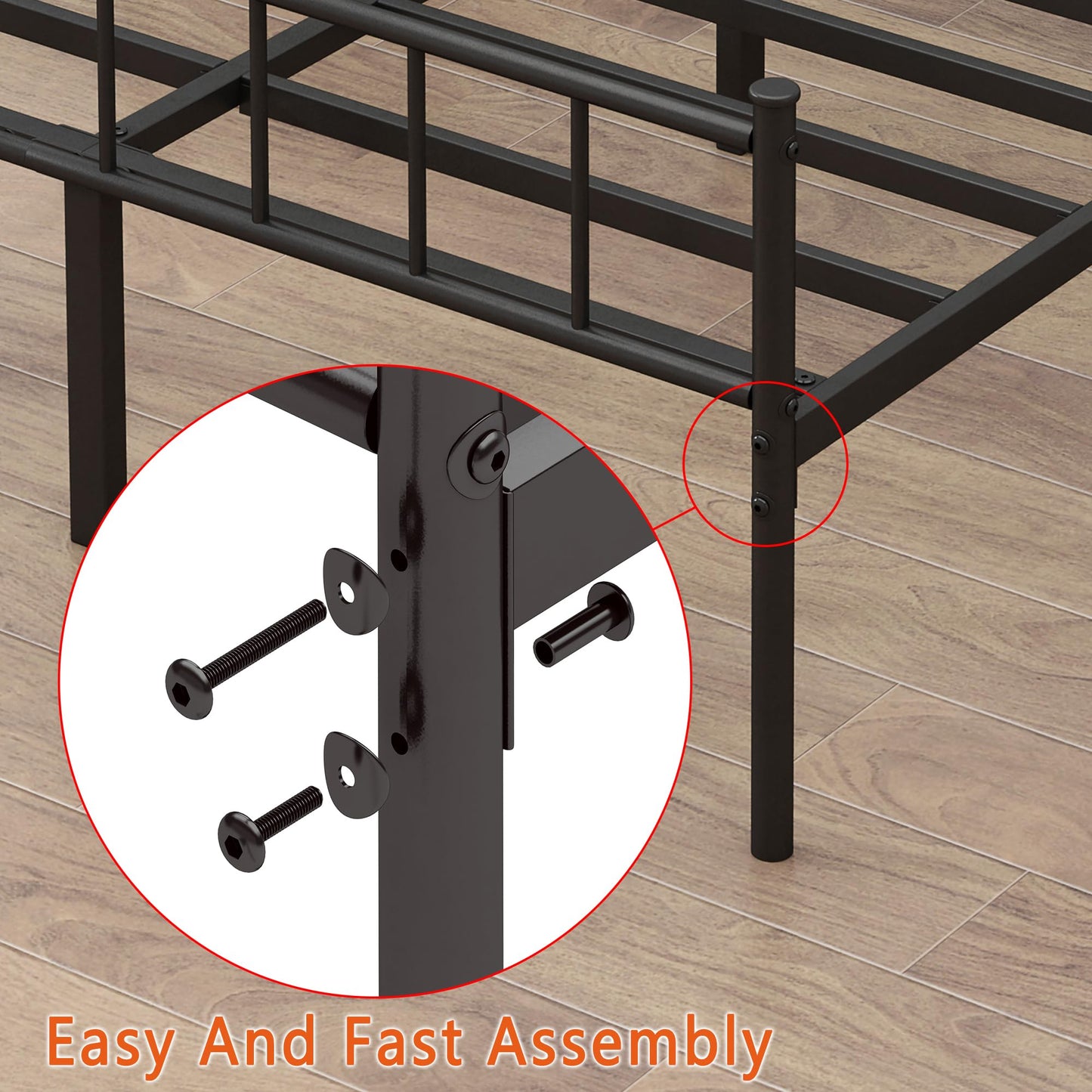 DIIYIV Twin Metal Bed Frame,Steel Slat Support,Noise Free,Easy Assembly
