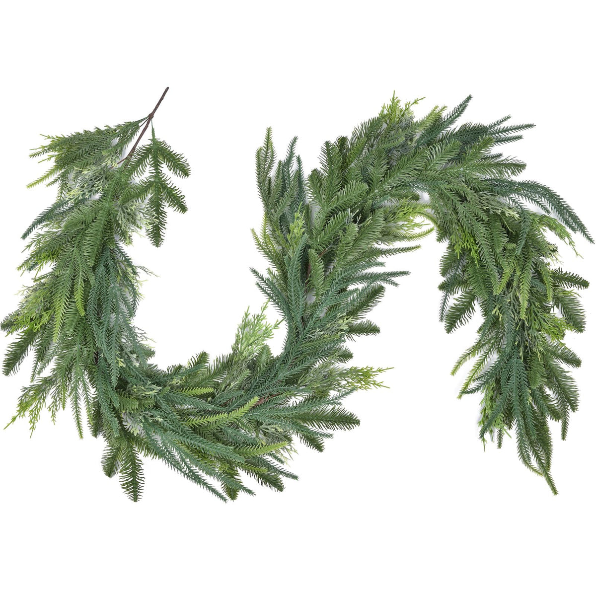 Artiflr Christmas Norfolk Pine and Cedar Garland for Holiday Mantel, Fireplace, Table Decor