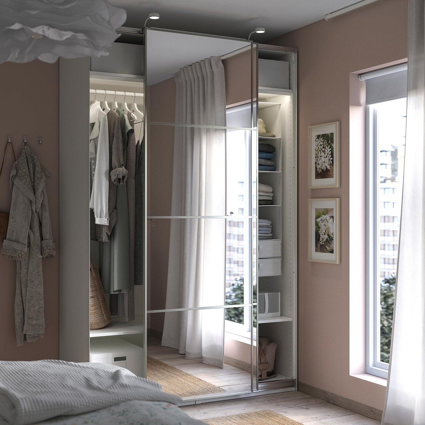 ProTuning PAX/AULI Wardrobe with sliding doors, white/mirror glass, 150x66x236 cm