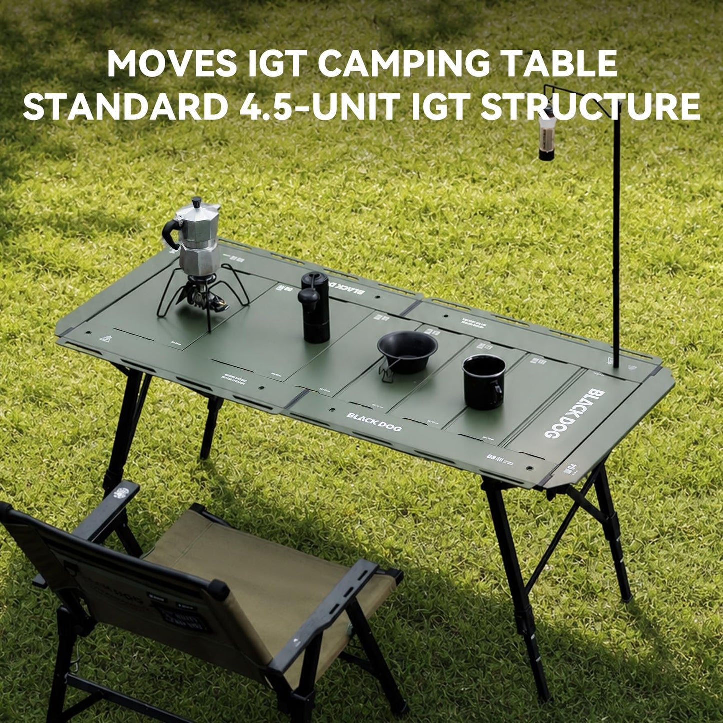 BLACKDOG IGT Camping Table, Folding Portable Camp Table, Adjustable Height Aluminum Portable Table with Carry Bag for Outdoor, Pictic, Patio and Backyard 48.8" L x 22.8" W, Jungle Green