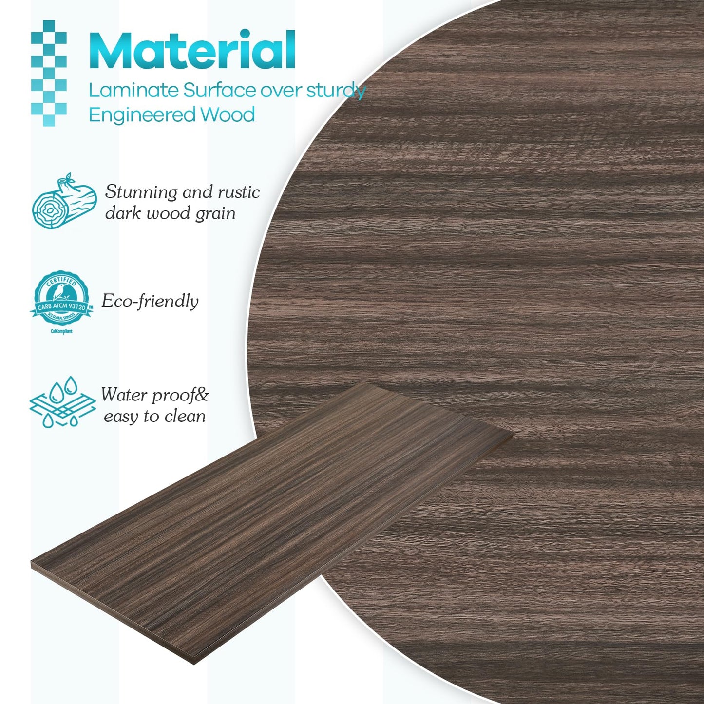 Kaboon Universal Tabletop 36"x20", Solid One-Piece Melamine Table Top, Double L Floating Desk DIY, Home and Office,Eucalyptus
