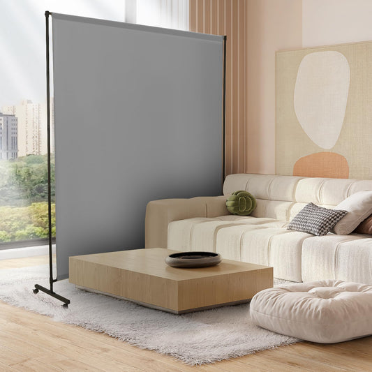YSEJOMP Room Divider Screen 72"x72" with Lockable Caster Wheels, Privacy Panel for Home, Office, or Classroom, Easy to Move and Secure with Brake,Height Adjustable (Gray, 72 X 72 Inches)