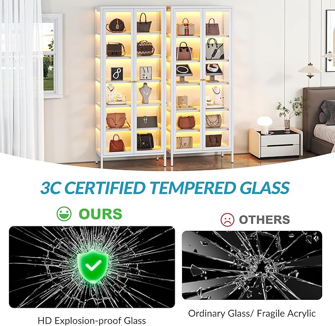 6-Tier Glass Display Cabinet