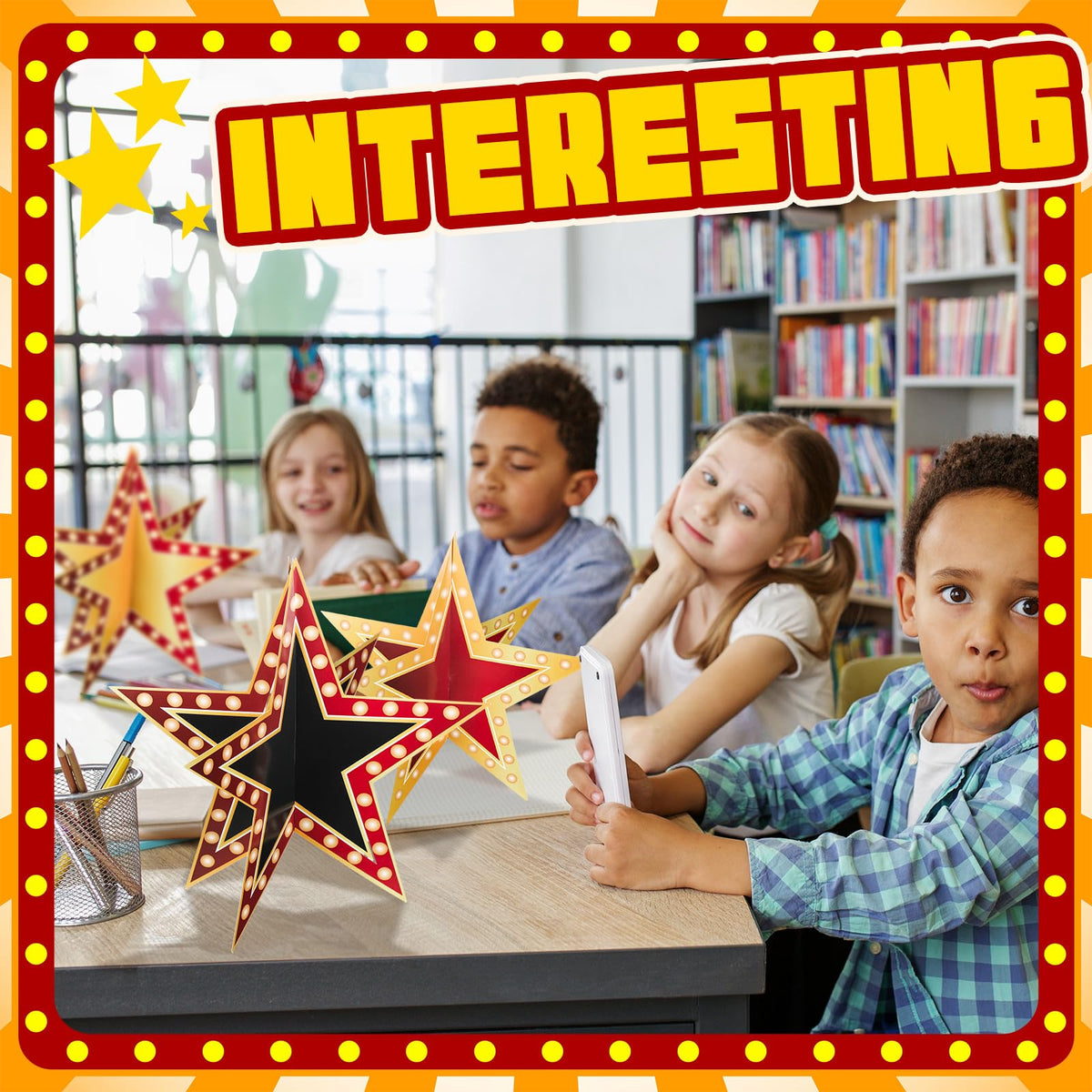Weekgrat 18 Pcs Large Star Centerpieces for Movie Night Party Decorations 12inch 3D Movie Party Supplies Star Decorations Red Carpet Film Show Theme Birthday Back to School Table Decor