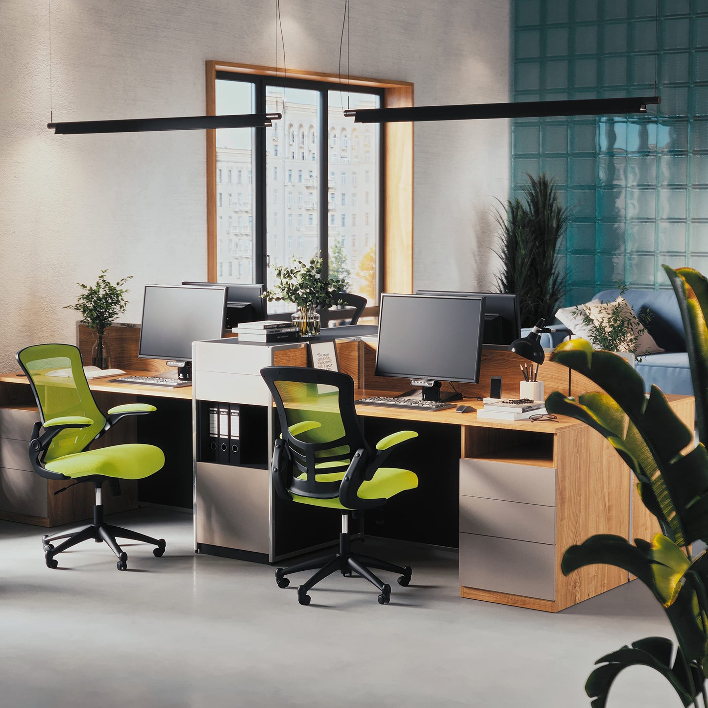 Flash Furniture Kelista Office Chair, Ergonomic, Mid-Back, Green Mesh with Swivel