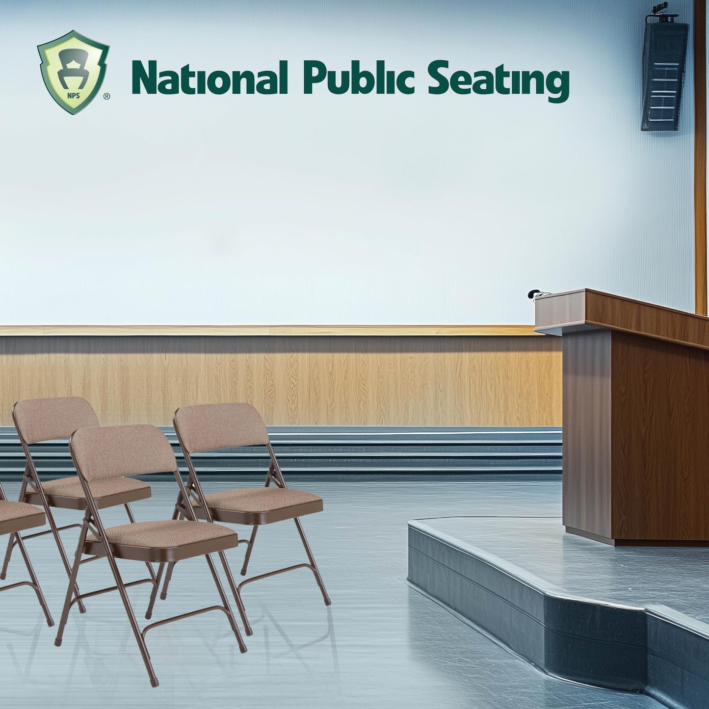 National Public Seating NPS 2200 Series Fabric Padded Premium Folding Chairs, Russet Walnut, 4 Pack (2207/4)