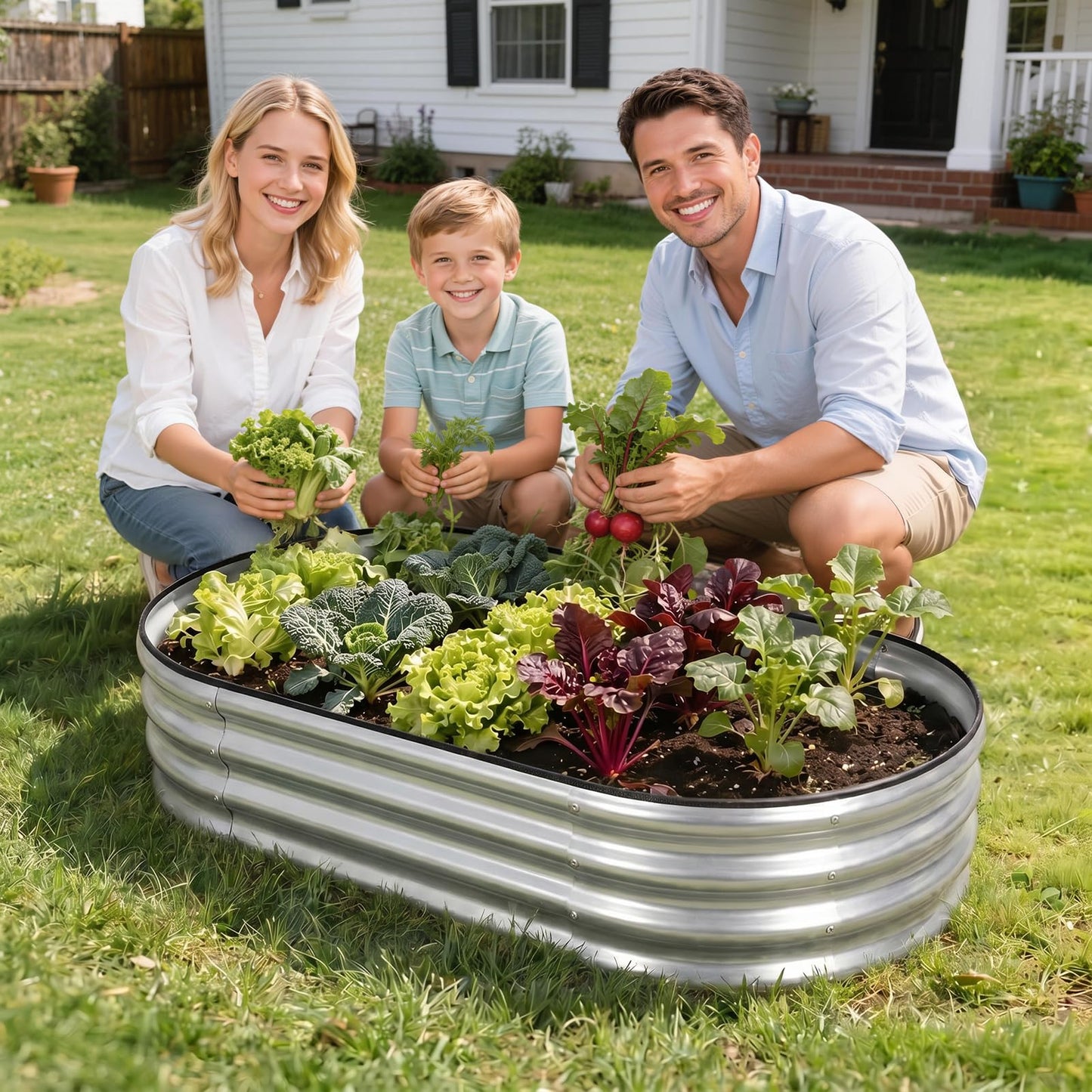 1MORE Galvanized Raised Garden Bed- Planter Garden Boxes Outdoor, Raised Beds for Gardening, 4x2x1ft Metal Garden Bed Kit for Vegetables Flower, Planter Raised Bed with Protective Tape & Tools.Silver