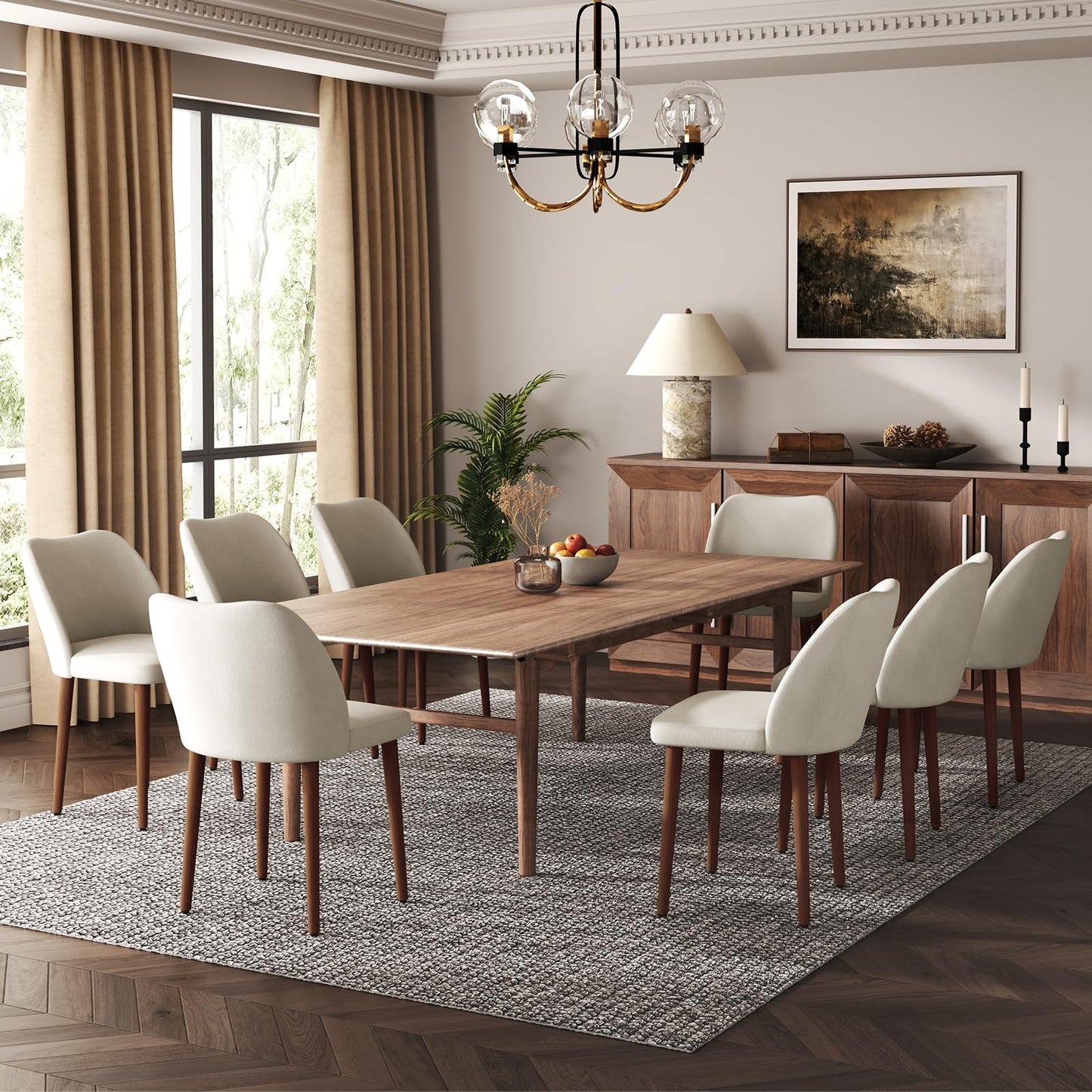 MINPINSER Dining Chairs Set of 2, Comfortable Dining Room Chairs, Modern Kitchen Chairs with Thick Cushions, Leveling Feet and Side Wing Support, Solid Wood Legs, Armless Dining Side Chairs
