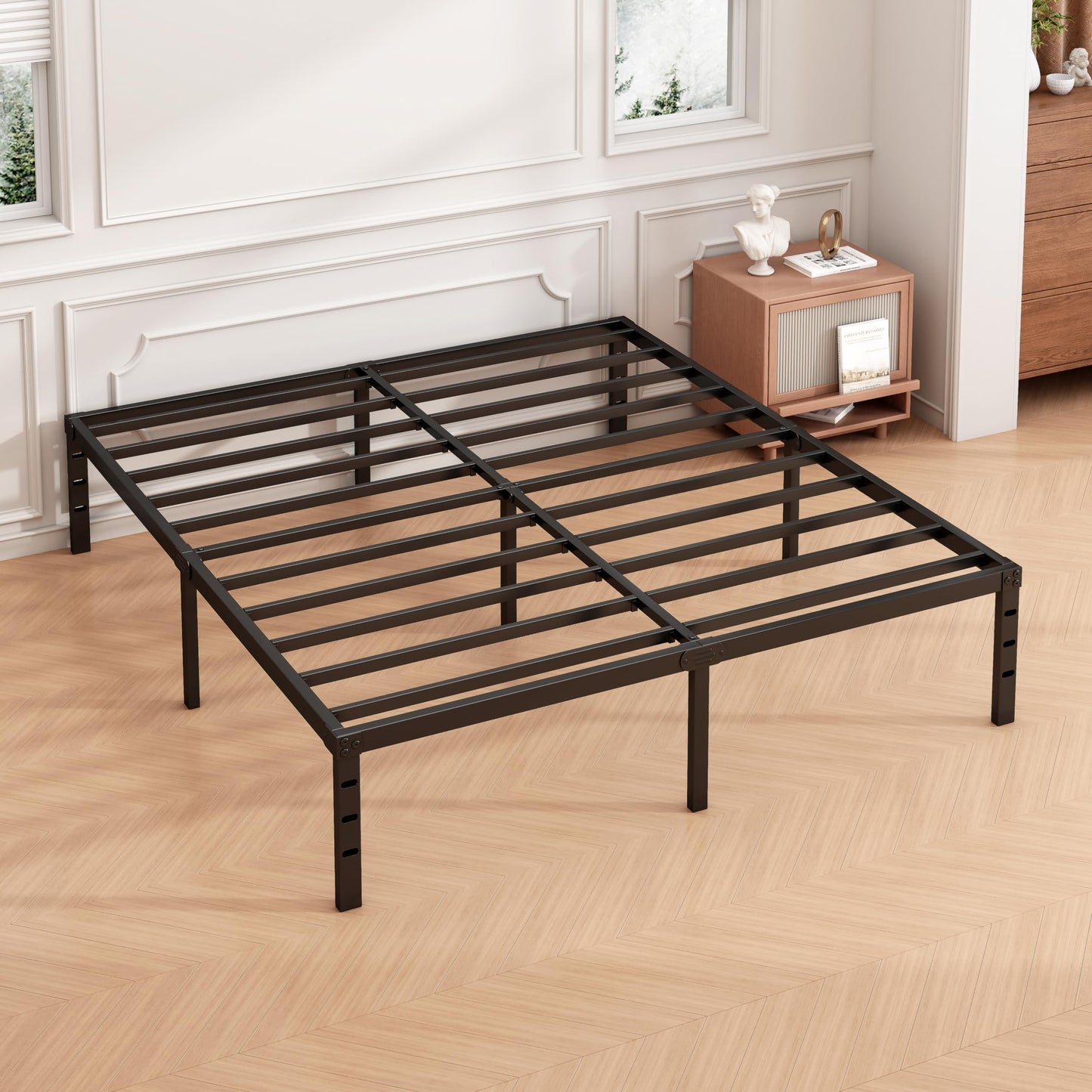 Hafenpo 12 Inch Full Bed Frame - Sturdy Metal Platform Full Size, No Box Spring Needed, Heavy Duty, Easy Assembly, Strong Bearing Capacity, Under Bed Storage, Black