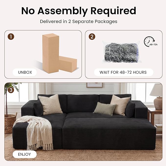 GRUSIGN 106" Oversized Sectional Boneless Sleeper Sofa Bed Couches