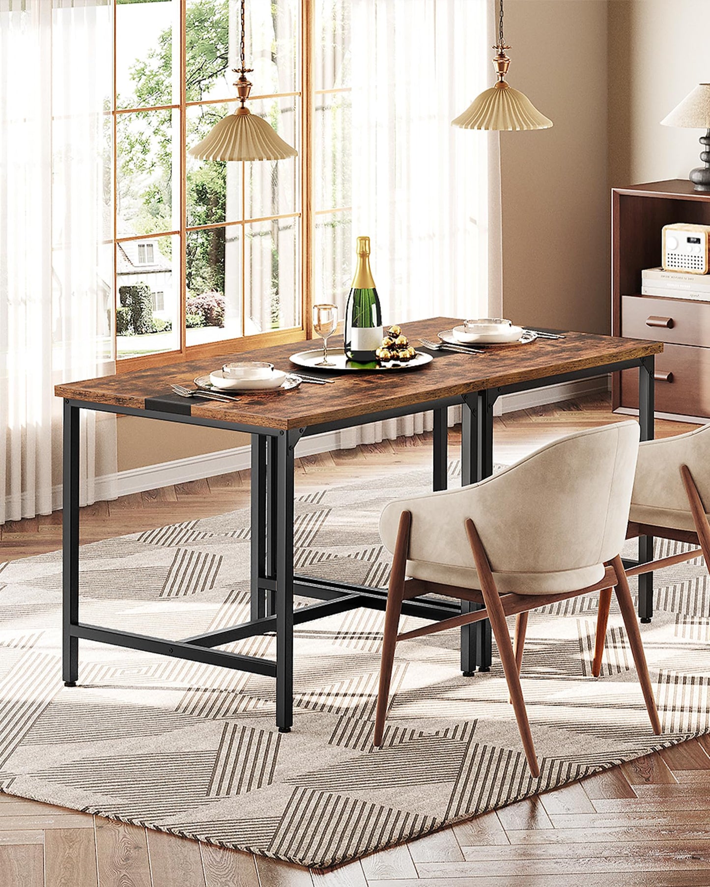 CHOEZON Square Kitchen Dining Table, 29.5'' Dining Table, Small Dining Tables, Writing Desk, Coffee Tables, for Restaurant, Living Room, Apartment, Rustic Brown and Black TCZ02BF