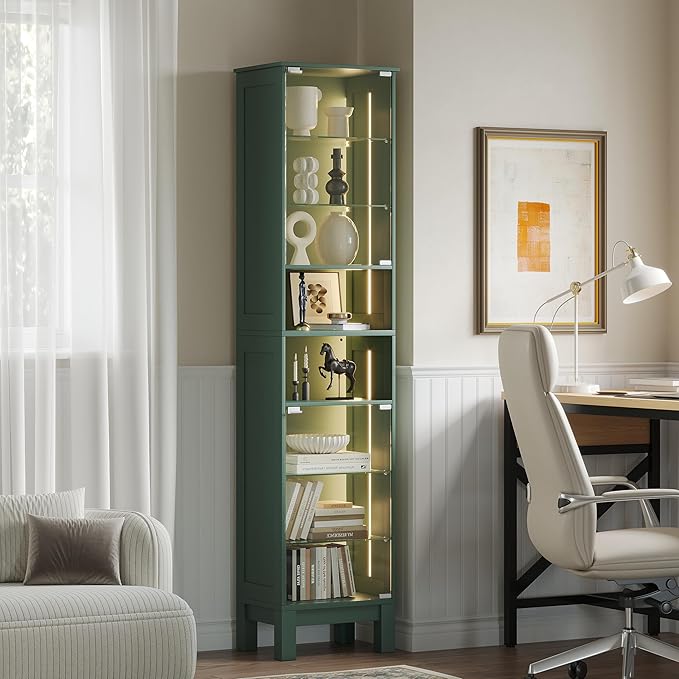 Glass Display Cabinet, 8-Tier Curio Cabinets