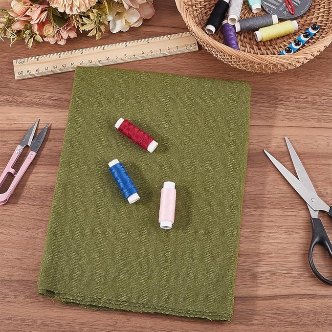 59.06 Inch Sage Green Linen Embroidery Fabric Needlework Cloth Soild Fabric