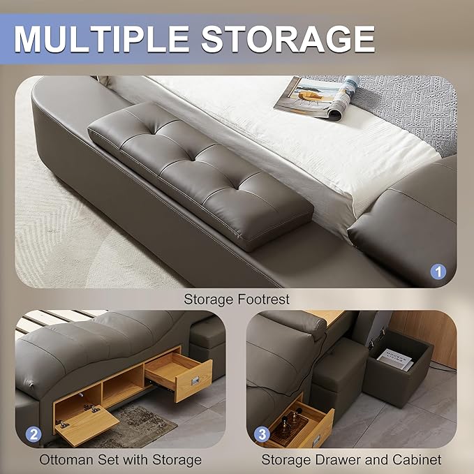 King Size Smart Multifunctional Bed Frame, Platform Bed