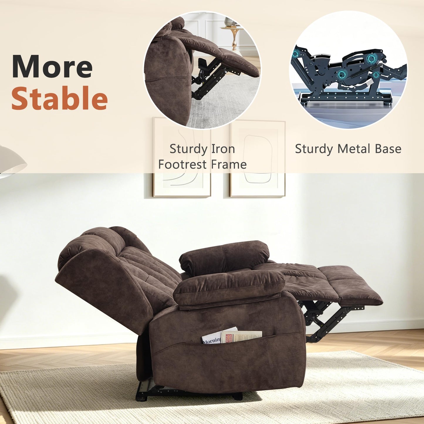 AHMED Loveseat Recliner Sofa with Console, Manual Reclining Loveseat RV Couch with Cup Holders/Side Pocket/Padded Armrest Cushion for Living Room, Velvet, Brown