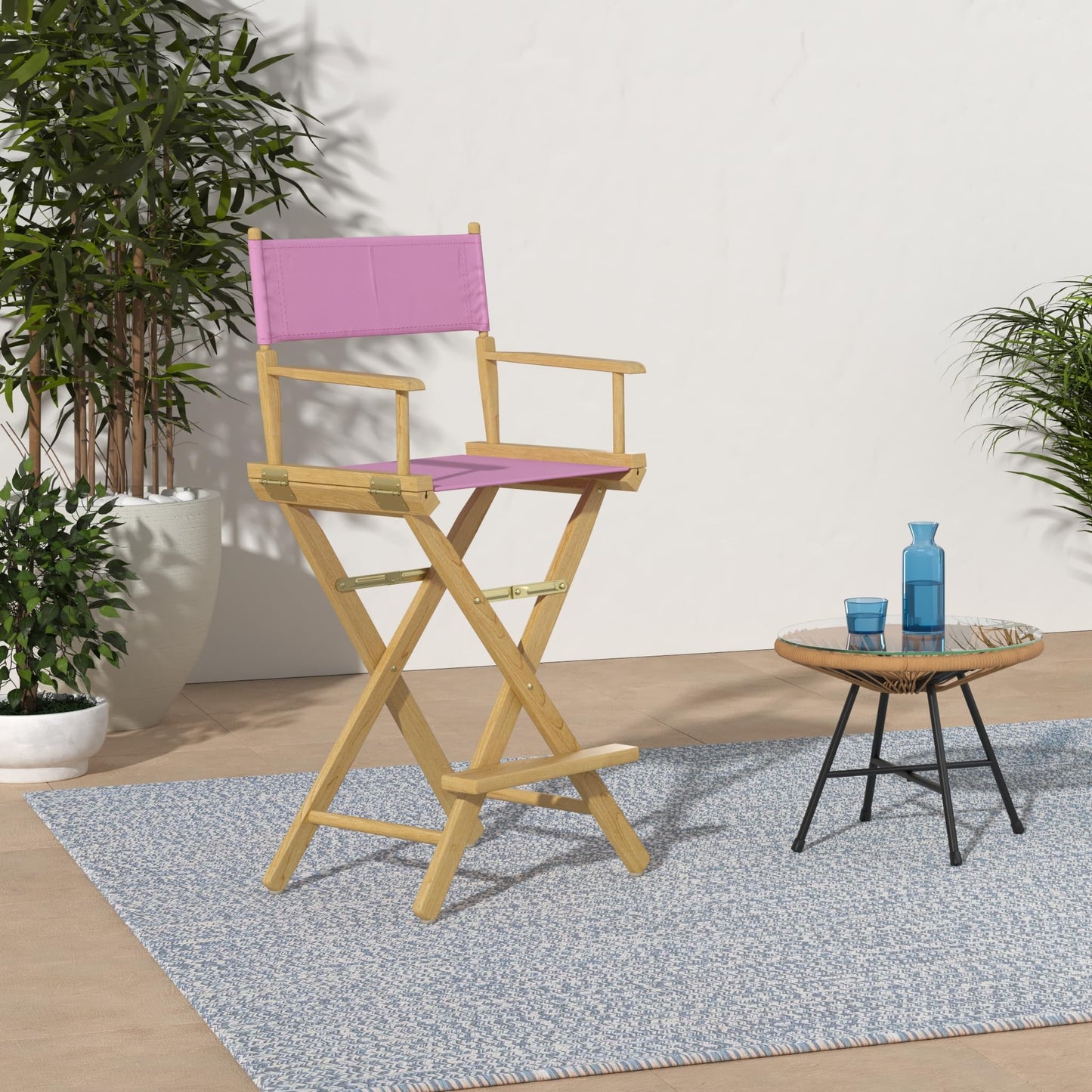 Casual Home 230-00/021-22 Director Chair 30" - Bar Height Natural Frame/Pink Canvas