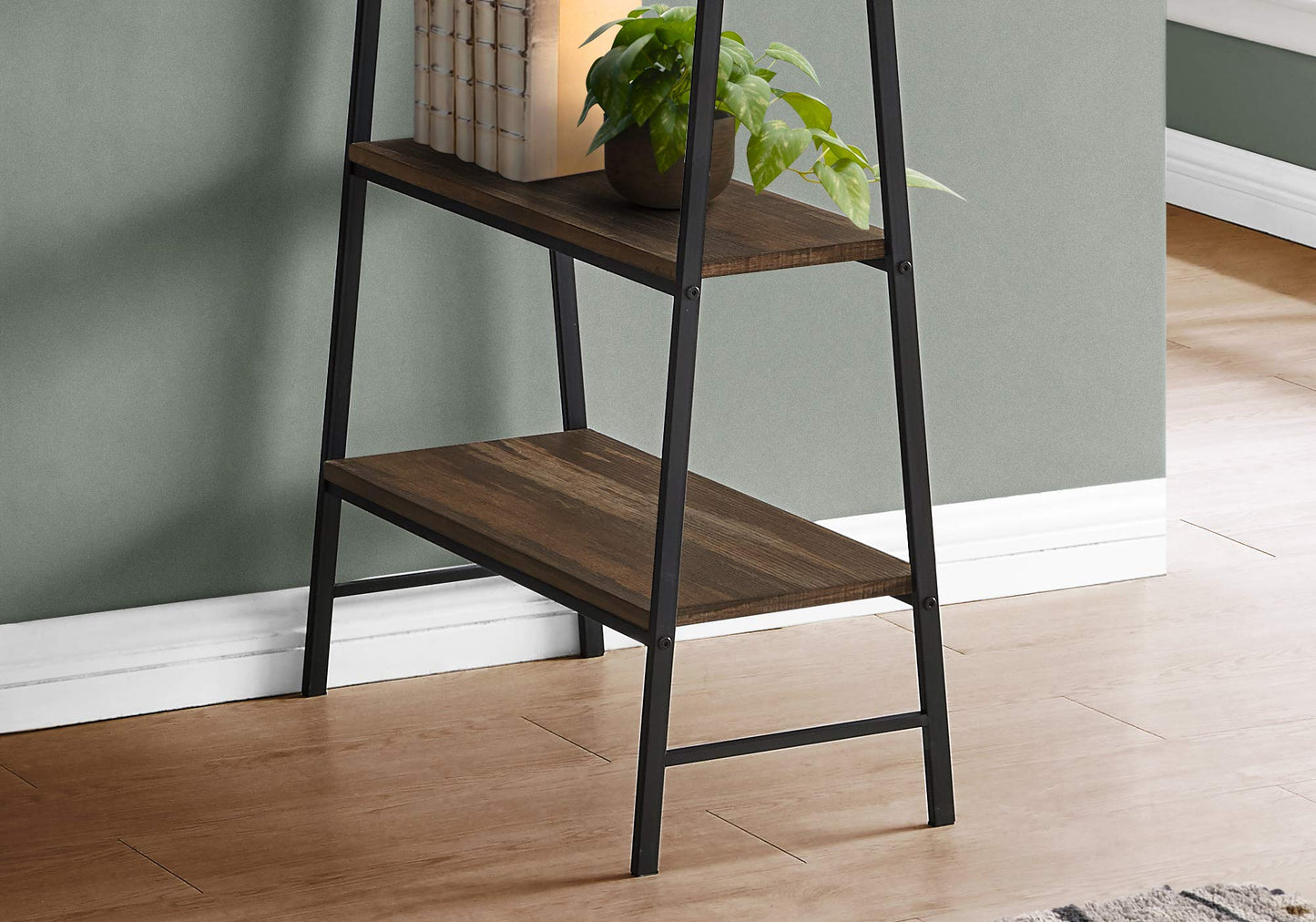 Monarch Specialties I 7525 Computer Desk, Home Office, Laptop, Storage Shelves, 48" L, Work, Metal, Laminate, Brown, Black, Contemporary, Modern