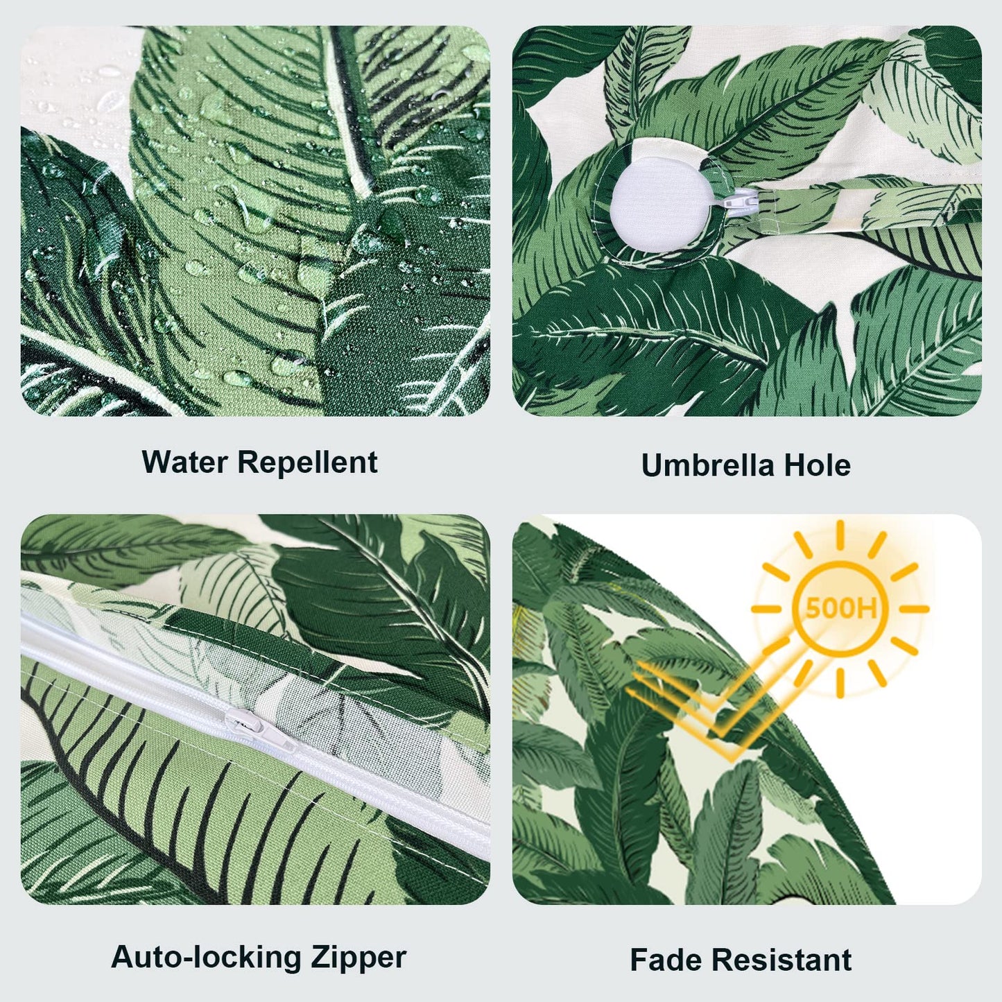 LVTXIII Rectangle Outdoor Tablecloth with Umbrella Hole and Zipper, Water-Repellent 60 x 84 Inch Patio Table Cover for Picnic, Garden, Backyard Dining, Swaying Palms Green