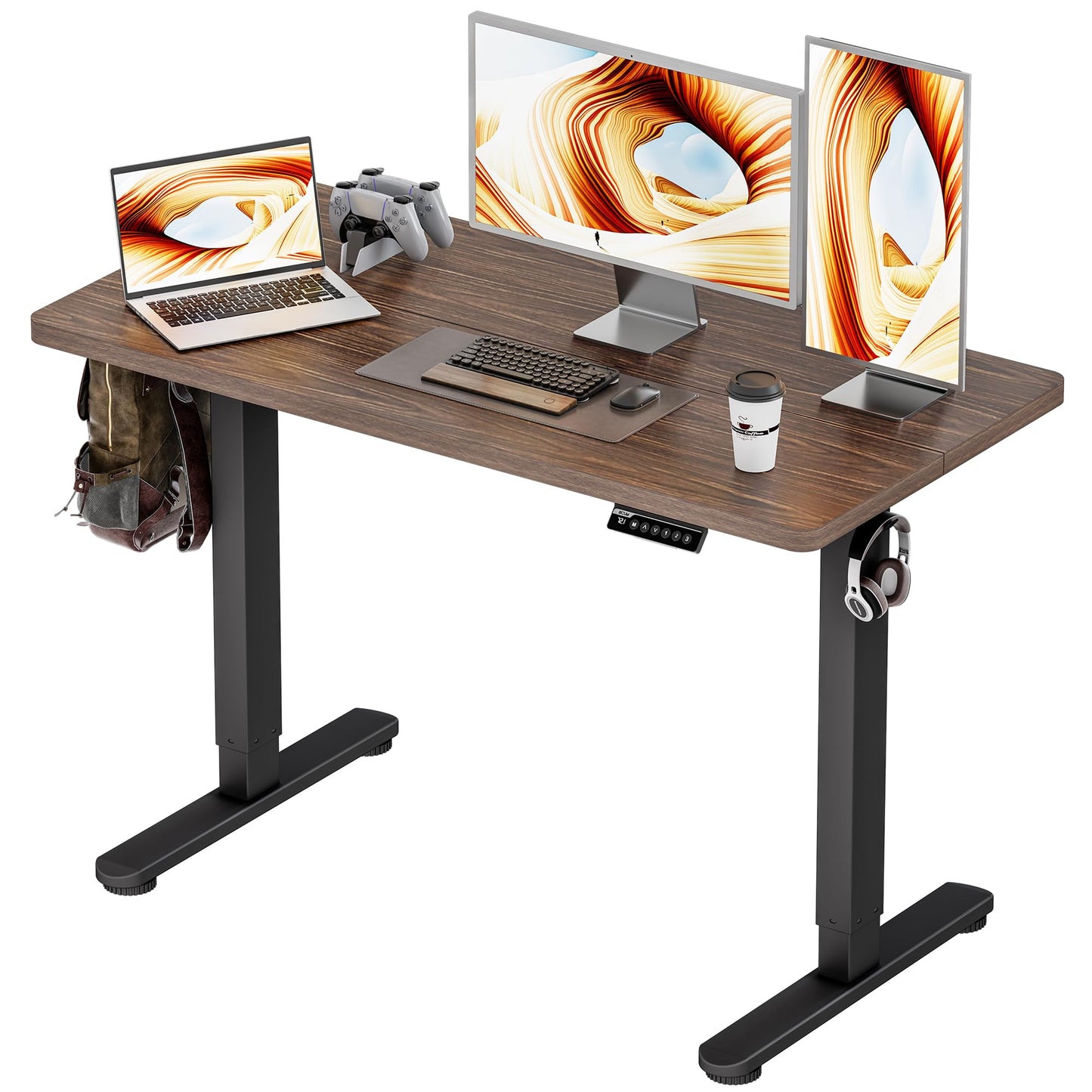 BIZUM Standing Desk Electric Adjustable Computer Desk-Stand up Desk Office Gaming Home Office Memory Desks 48x24 inches Wild Walnut