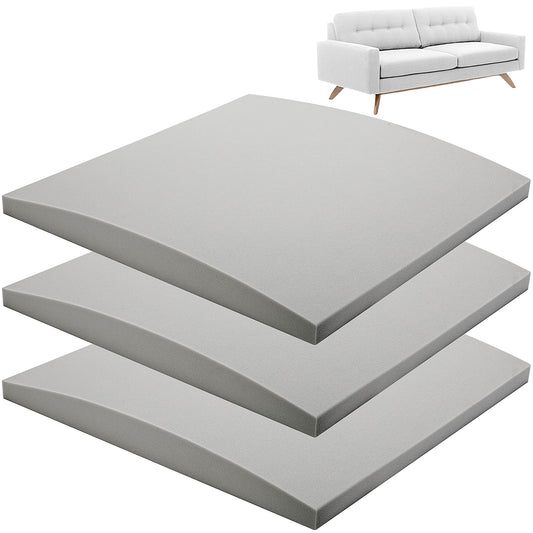 moonoom 22"x22" Couch Cushion Support, Grey Sofa Cushion Sagging Repair, Curved High Density Foam Replacement for Furniture Sagging Seat Sectional Loveseat Chair (3 Pcs)