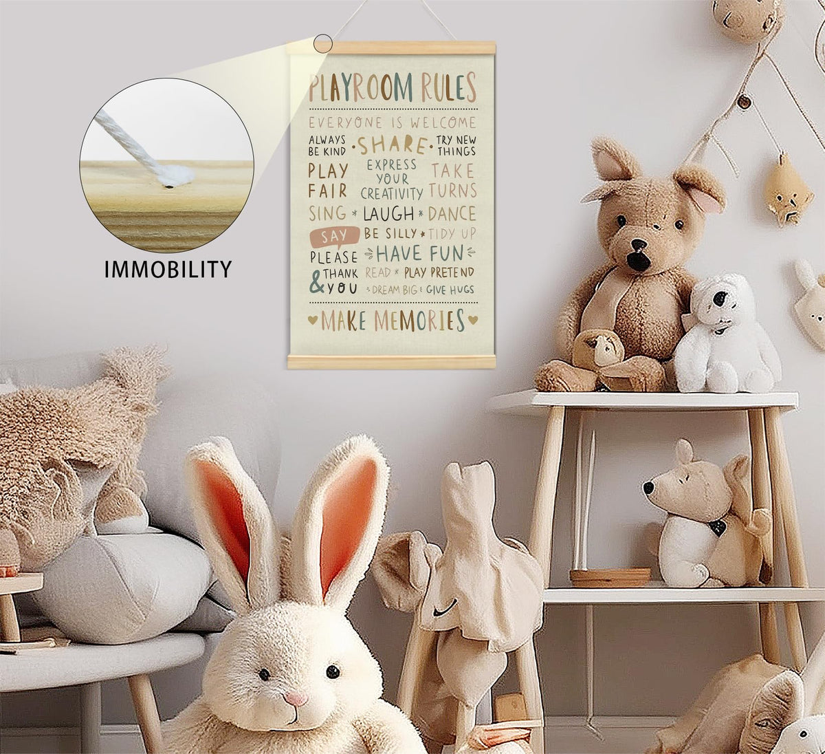 foedor Playroom Wall Decor,Play Room Rules Wall Decor for Kids Play Game Room Bedroom Nursery Home School Playroom Essentials, Boho Nursery Decor for Kids Room Nursery Home school,16x24 Inch