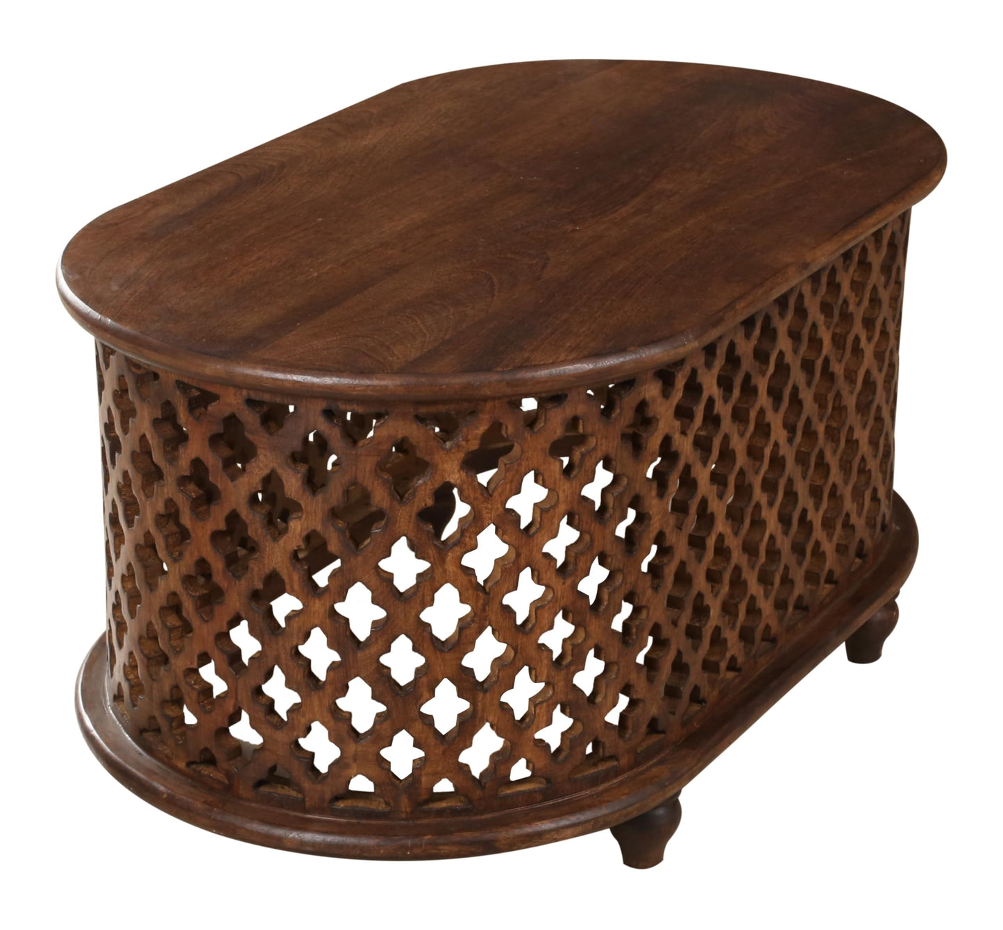 The Wooden Town Solid Mango Wood Coffee Table - Oval Center Table for Living Room, Tea Table, Wooden Accent Table, 36x21x18 Inches - Handcrafted Modern Furniture for Home Décor
