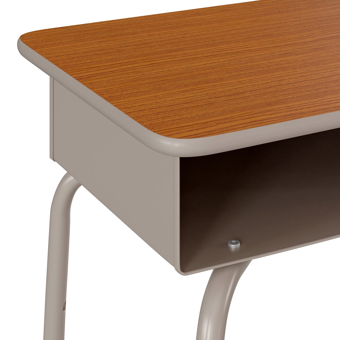 Flash Furniture Billie Student Desk - Walnut Open Front School Desk - Silver Metal Frame - 24"W x 18"D Adjustable Height, Durable for School or Remote Learning