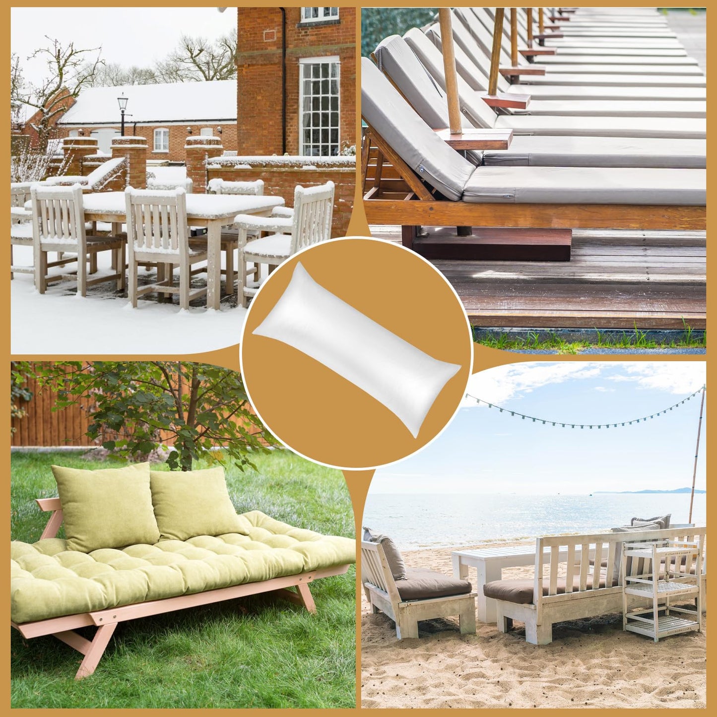 HolyMaji 87 × 39 Inch Patio Furniture Cover Airbag, Rectangle Inflatable Patio Table Cover Air Pillow Winterizing Kit, Outdoor Furniture Covers Waterproof Prevents Leaves, Water and Snow Pooling