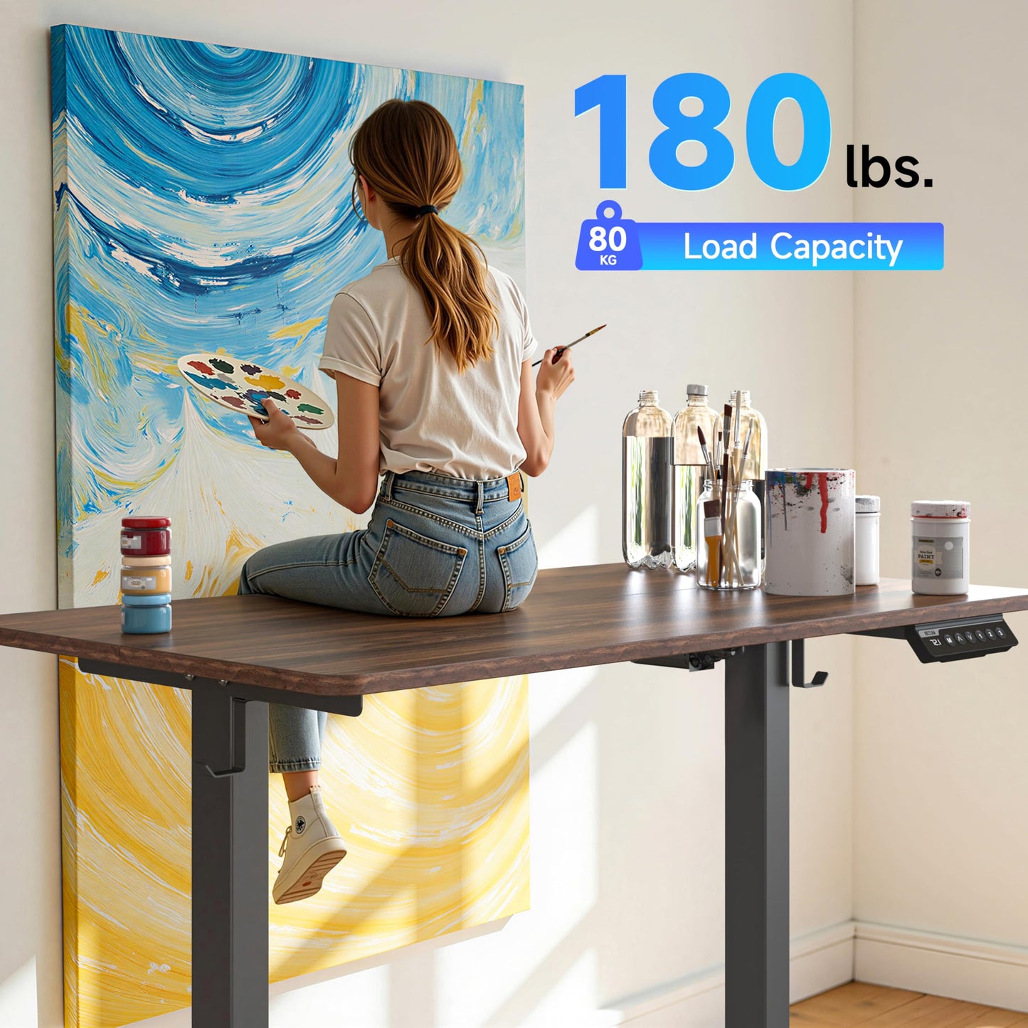 BIZUM 40x24 Inch Electric Standing Desk with Memory Presets, Quiet Motor Height Adjustable Stand Up Desk for Home Office & Gaming, Ergonomic Sit Stand Workstation，Walnut