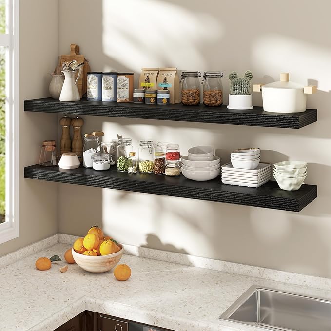 Dreamland 55 Inch Black Floating Shelves