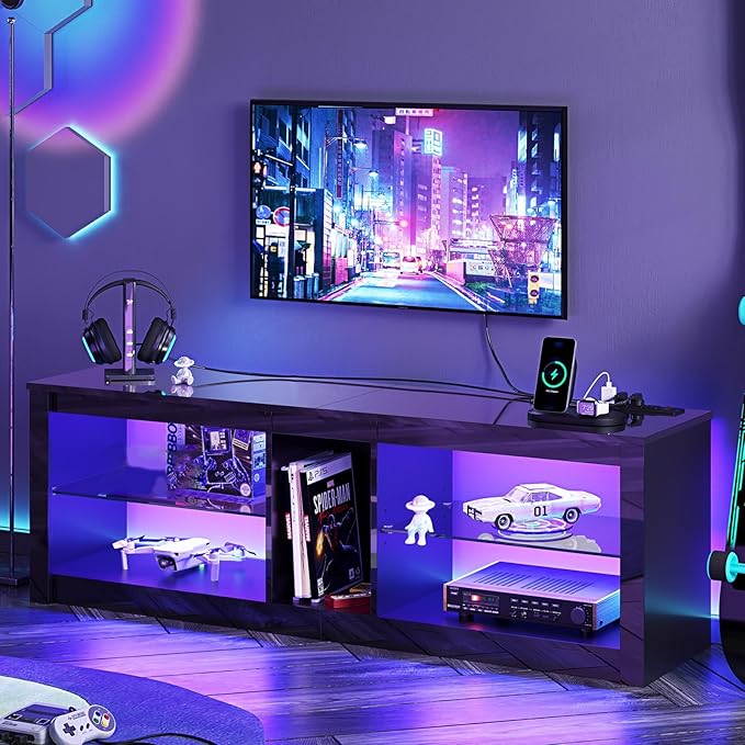 Bestier LED TV Stand for 55/60/65 Inch TV, Modern Gaming TV Console