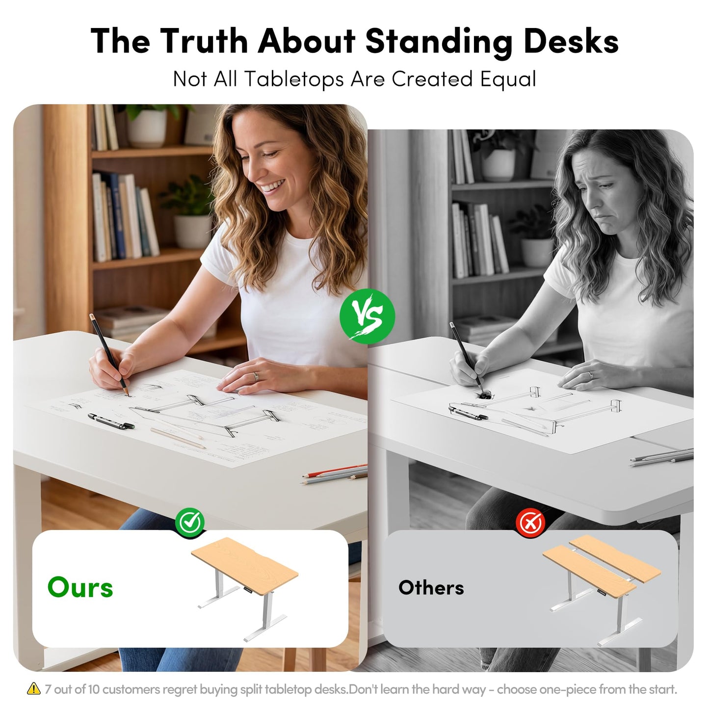 FEZIBO One-Piece Standing Desk, 32"x20" Seamless Tabletop Electric Height Adjustable for Home Office, Study Rooms & Multi-Device Workstations, White