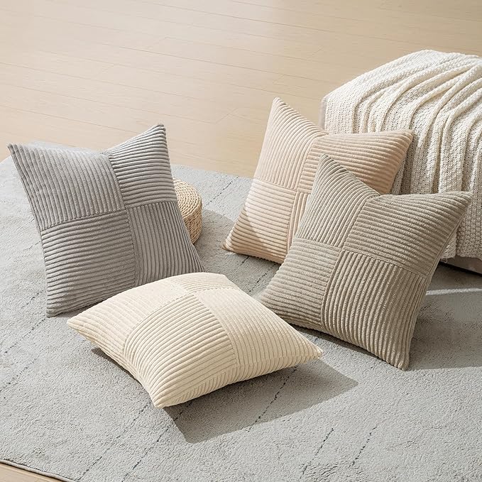 MIULEE Neutral Decorative Throw Pillow Covers 20x20 Inch Set of 4