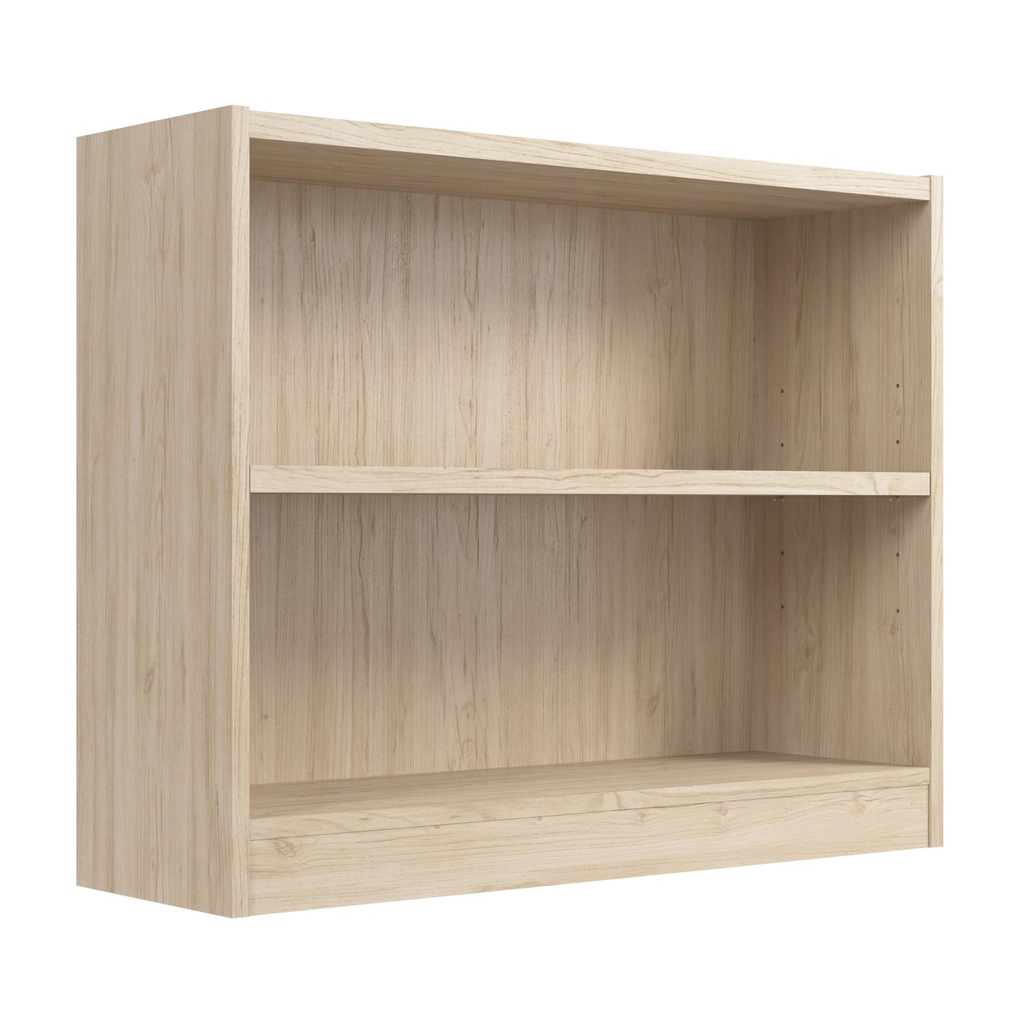 Bush Home Small 2 Shelf Bookcase, 2 Tier Bookshelf Storage Cabinet with Adjustable Shelf for Living Room, Bedroom or Home Office, Universal Collection, Natural Elm
