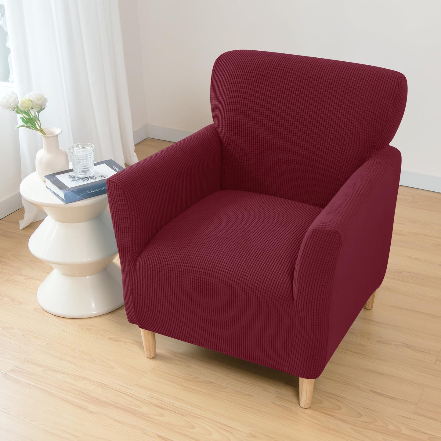 ele ELEOPTION Armchair Slipcovers Chair Covers with Arms Stretch for Living Room Office Arm Club Chair Cover Furniture Protector Red