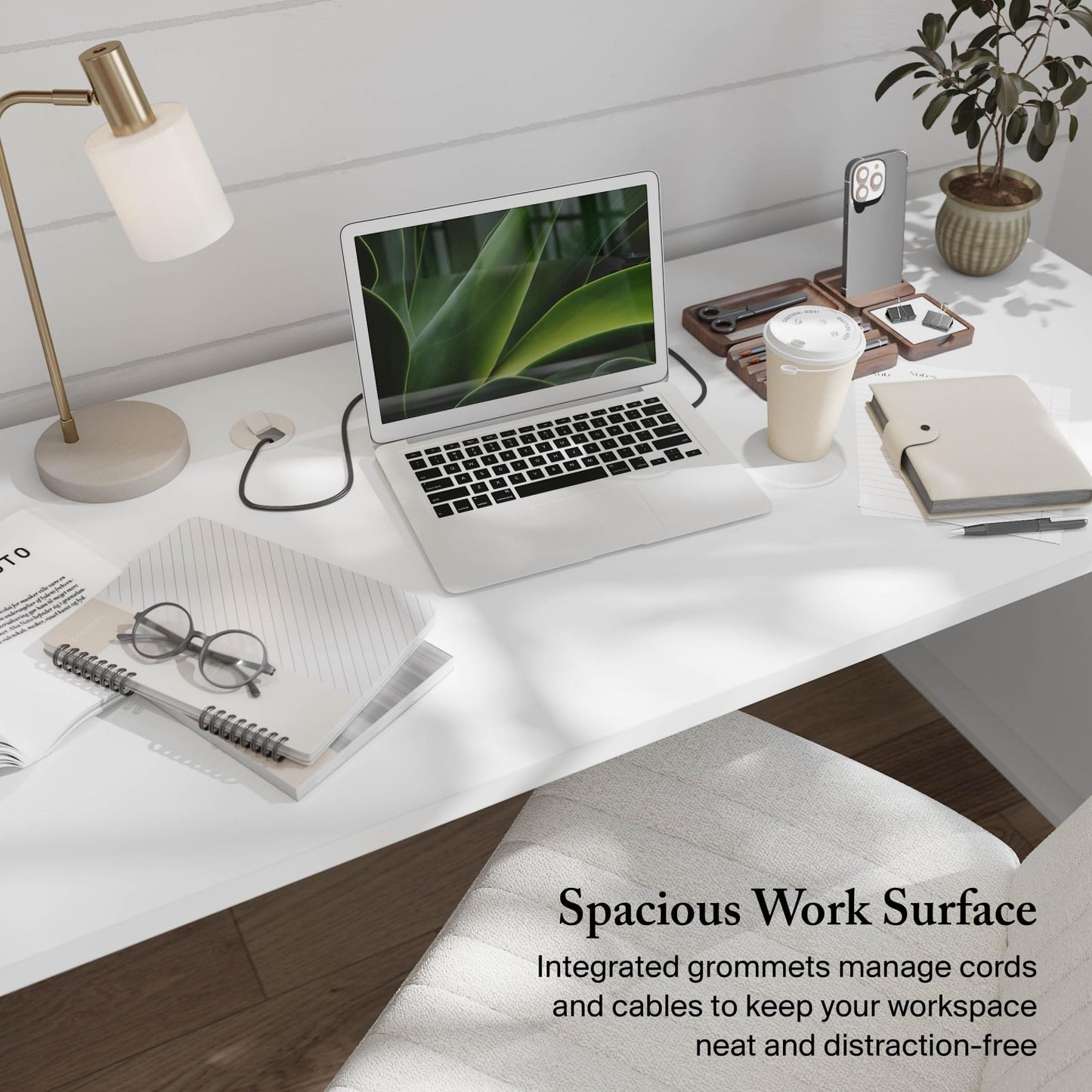 Bush Home 72-inch Home Office Desk with Drawers, Large Computer Table for Personal Workspace, Somerset Collection, White