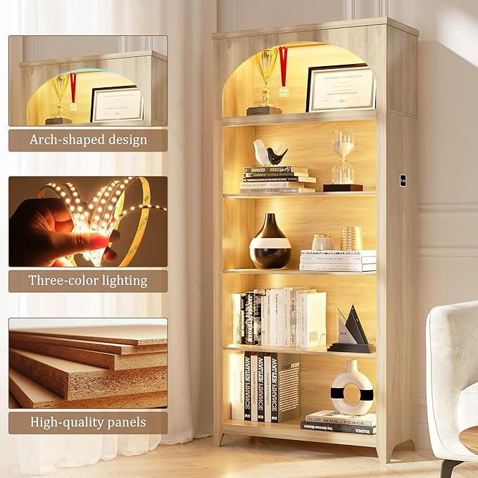 Dystler 5-Tier Arched Bookshelf