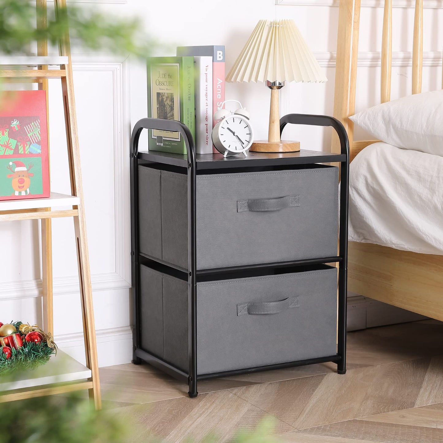 MAX Houser Dresser for Bedroom with 2 Drawers, Wide Chest of Drawers, Fabric Dresser, Storage Organizer Unit with Fabric Bins for Closet, Living Room, Hallway, Dark Grey