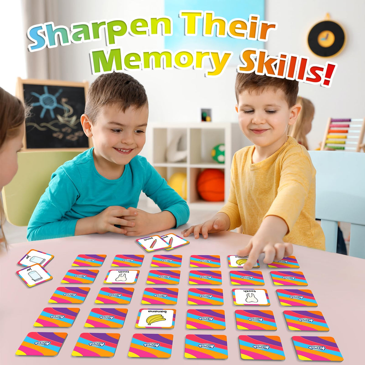 Aizweb First Words Match Game,Memory Game,52 Pcs Toddler Baby Flash Cards,Educational Toys for Pre K Preschool Kindergarten Learning Activities,Speech Therapy Materials Classroom Must Haves