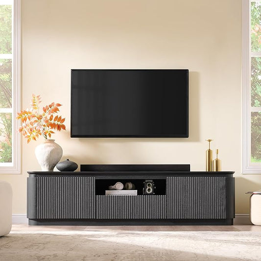 70" Fluted TV Stand for TVs Up to 80", Mid Century Modern Entertainment Center