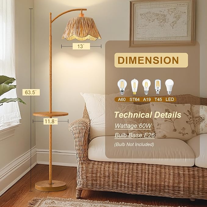 Oneach 63.5" Floor Lamp with Table