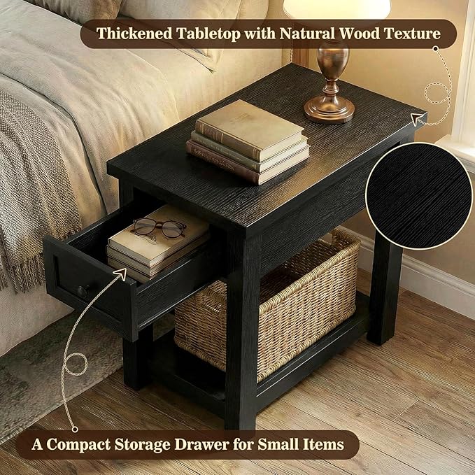 Armocity Narrow End Table with Charging Station