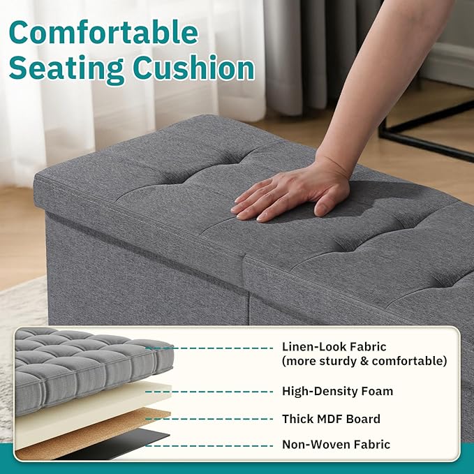 35-INCH Storage Ottoman Bench, Footrest