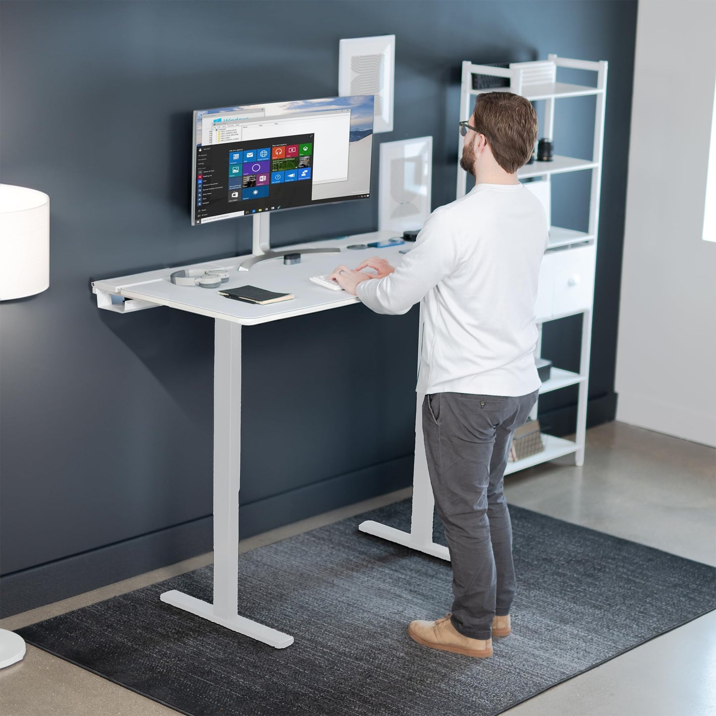 VIVO Universal 60 x 30 inch Table Top with Built-in Concealed Cable Trays for Standard and Sit to Stand Height Adjustable Home and Office Desks, Full Size Mouse Pad, White Desktop, DESK-TOP3-W