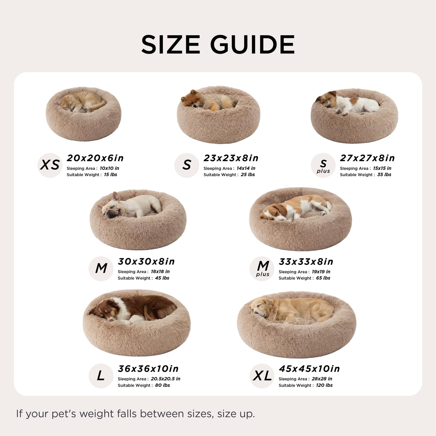 Bedsure Calming Dog Bed for Small Dogs - Donut Washable Small Puppy Bed, 23 inches Anti-Slip Round Fluffy Plush Faux Fur Large Cat Bed, Fits up to 25 lbs Pets, Camel