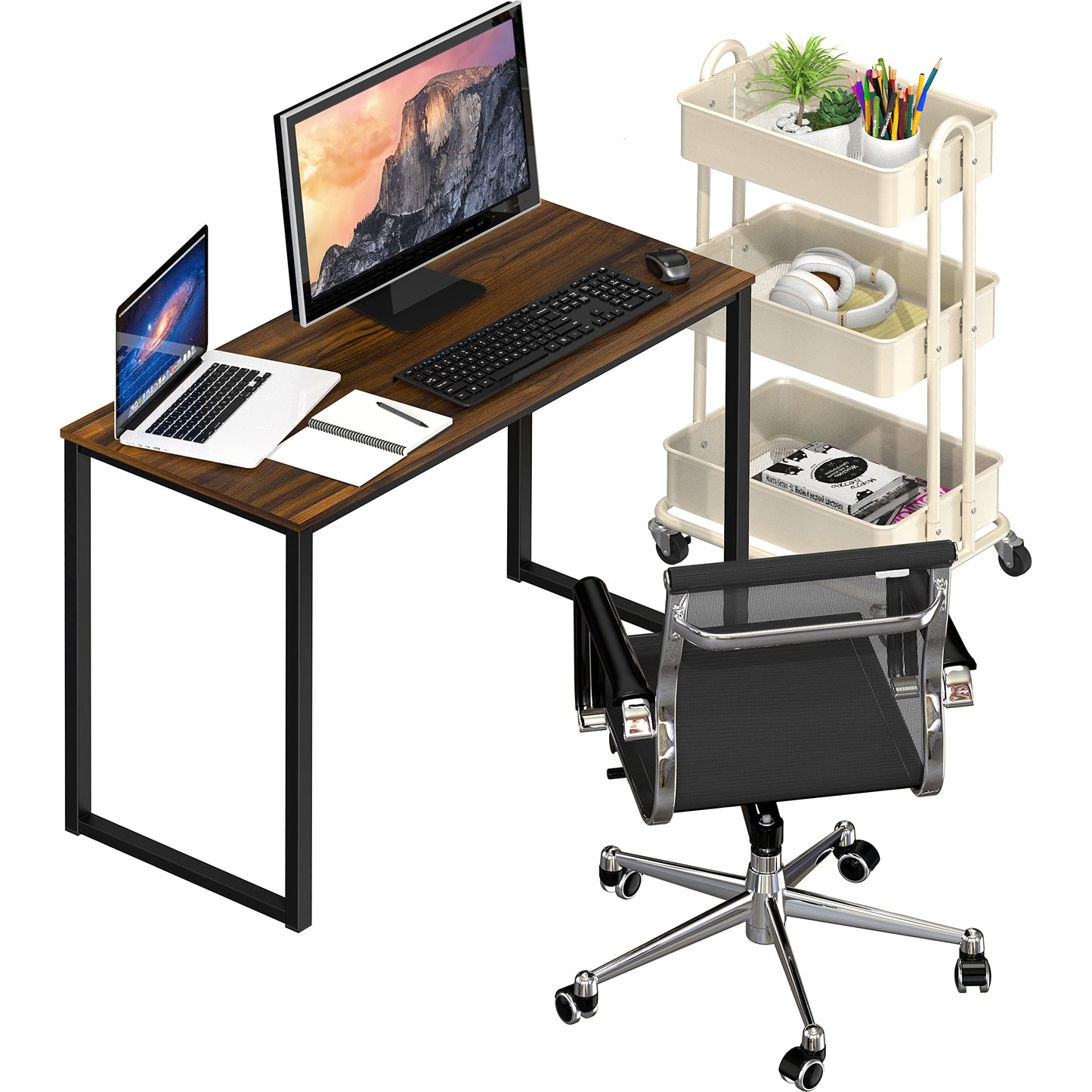 SHW Mission 32-Inch Home Office Computer Desk, Walnut