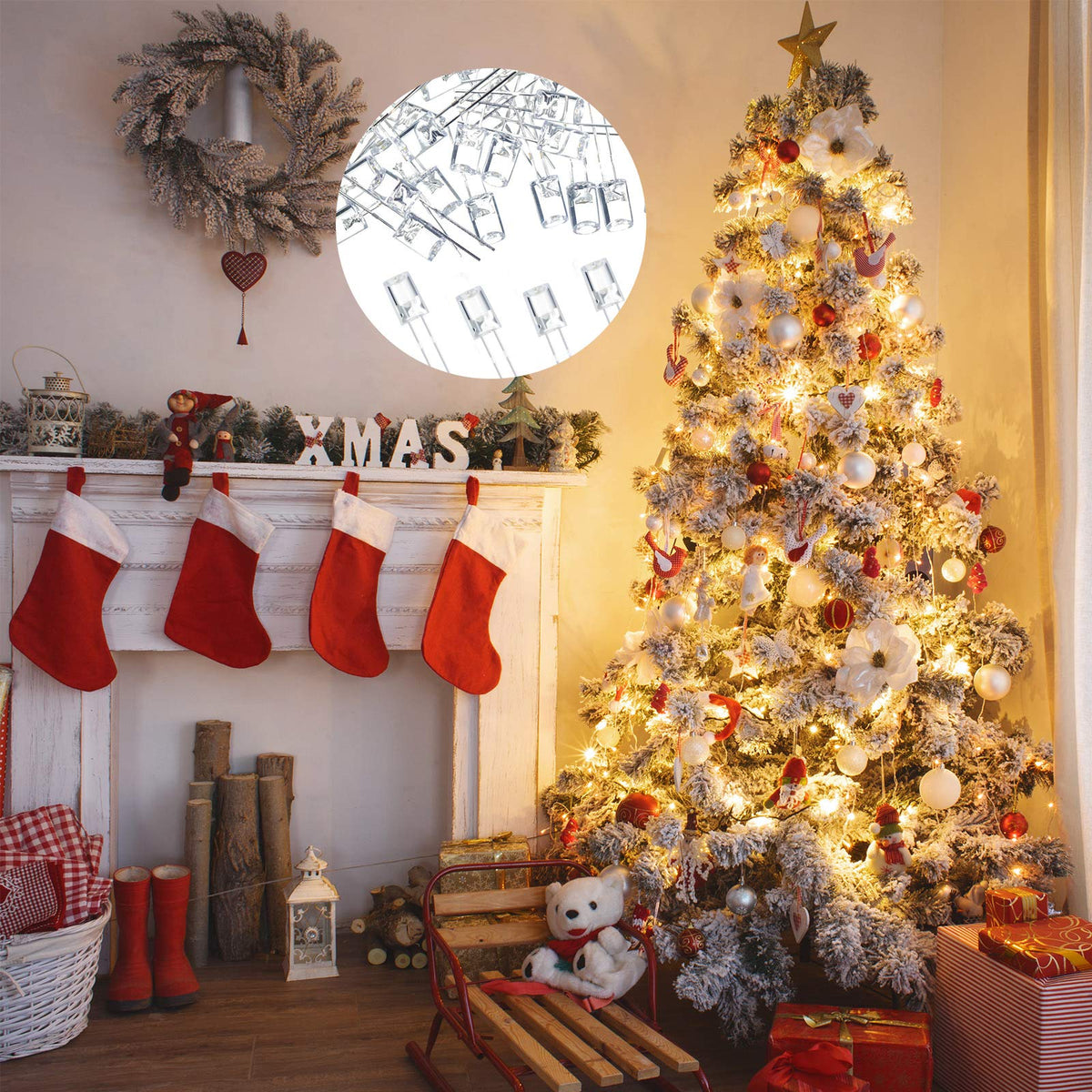 Mudder 120 Pcs Valentine LED 5mm String Light Replacement Bulb Energy Efficient Christmas LED Wire Light Set Connectable Home Decor Bulb for Holiday Festival Garden Christmas Wedding (Warm White)
