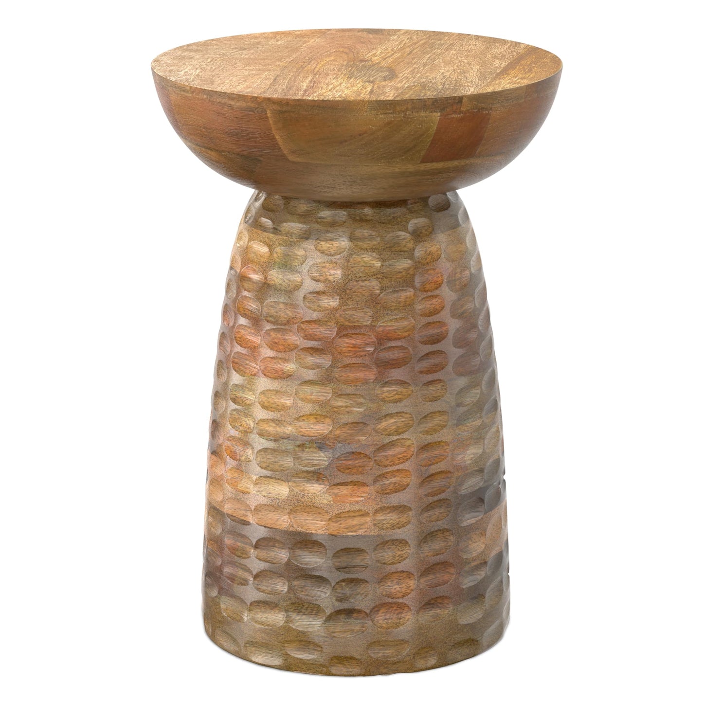 SIMPLIHOME Boyd End Table - 13" Wide x 18" High Solid Mango Wood Round Accent Table in Natural, Handcrafted Contemporary Nightstand or Lamp Stand for Living Room, Bedroom, or Office, Assembled